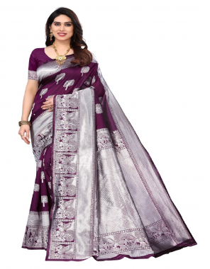 purple banarasi jacquard  fabric printed  work ethnic 