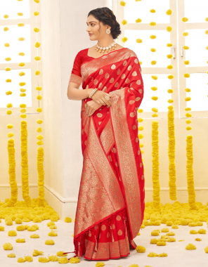 red silk designer banarasi  fabric printed  work wedding 