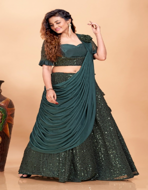 dark green top - designer imported sequin embroidered work | lehenga - fancy imported heavy sequin embroidered | dupatta - fancy drap style lycra | size - 40 | 3 - 3 