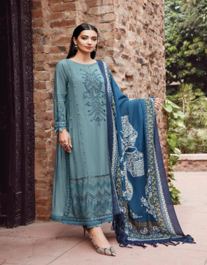 blue top - cotton with heavy self | embroidery & embroidery patch | bottom - cotton solid | dupatta - cotton mal mal print (pakistani copy) fabric embroidery  work ethnic 