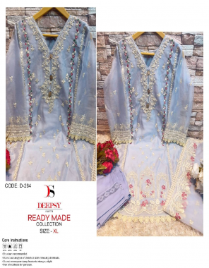 sky blue top - pure organza with embroidery & handwork with inner buttons | bottom - pure cotton lycra pant | dupatta - pure organza with border lace  fabric embroidery  work wedding 