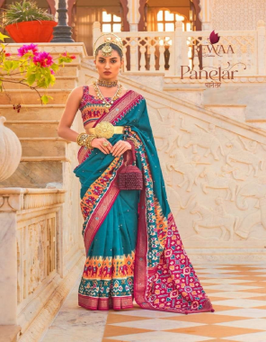 sky blue fabric - smooth silk | type - silk saree | designer saree | patola silk sarees fabric printed work festive 