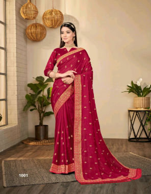 red fabric - art silk vichitra  fabric embroidery work wedding 