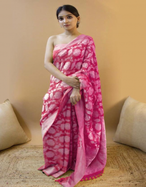 pink soft lichi silk cloth | design - beautiful rich pallu & jacquard work on all over the saree with beautiful zahlar  fabric printed  work wedding 