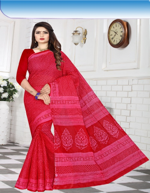 red  pure cotton  fabric printed  work ethnic 