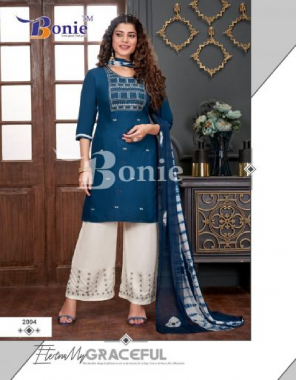 navy blue fabric - rayon 14 kg | embroidery work in top bottom | rich matching of colors fabric embroidery  work wedding 