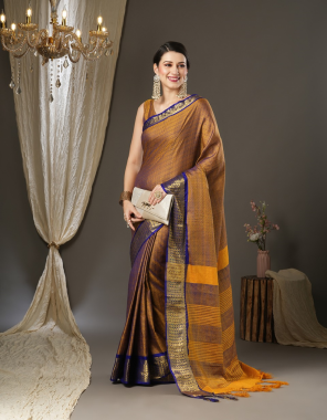 mustard silk saree with blouse piece fabric printed  work casual 
