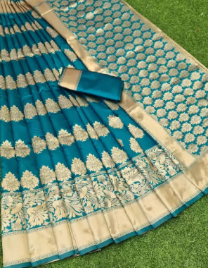 sky blue fabric - soft lichi silk cloth | design - beautiful rich pallu & jacquard work on all over the saree | blouse - running exclusive jacquard border fabric printed  work festive 