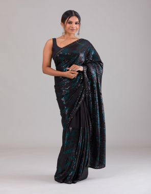 sky blue fabric - georgette | saree work - heavy embroidery 3 + 5mm tone 2 tone double sequence with thread work | saree border - designer paper mirror border | saree length - 5.5 meter | blouse fabric - banglori silk | blouse colour - black | blouses - unstitch | blouse - 0.80 meter (master copy)  fabric embroidery  work festive 