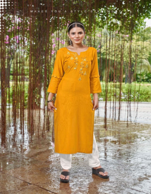 yellow top - fancy rayon fabric with (khatli) hand work  fabric handwork  work ethnic 