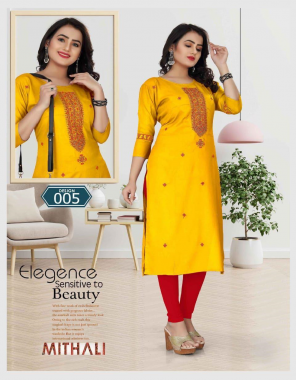 yellow top - rayon 14 kg | concept - heavy embroidered work with patta | length - 44 fabric embroidery  work casual 
