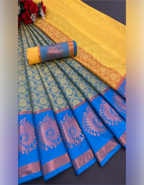 yellow  fabric - pure mercerised copper silk | saree - 5.5 mtr | blouse - 0.80 mtr | contrast matching blouse with contrast pallu  fabric printed  work festive 
