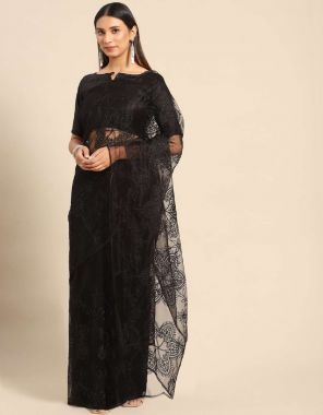 black net fabric saree with un stitched blouse  fabric sequence  work festive 