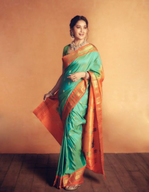 green art silk saree crafted with heavy rich pallu & jacquard work | saree comes with unstitched art silk blouse piece  fabric printed  work wedding 