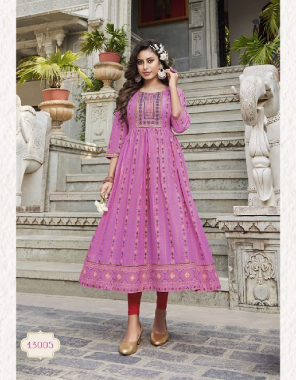 pink rayon fancy embroidery work classy gold prints | length - 46 to 48 fabric embroidery  work ethnic 