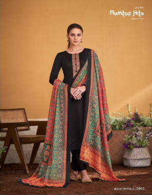 black top - pure jam satin with exclusive neck and daman embroidery | bottom - pure lawn dyed | dupatta - pure lawn mul mul | box pallu digital print  fabric embroidery  work festive 