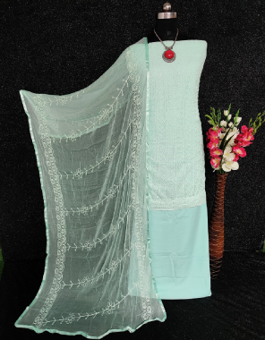 sky blue fabric - georgette  fabric sequence  work ethnic 