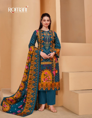sky blue top - premium soft cotton digital style print with heavy embroidery work and swarovski work (2.50 mtrs) | dupatta - soft cotton mal mal dupatta (2.30 mtr) | bottom - soft cotton salwar (3 mtr apx ) fabric embroidery  work ethnic 