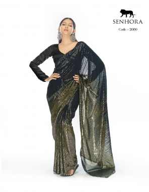 black  saree - georgette with thread & sequence work | saree length - 5.5 mtr | blouse - georgette with thread & sequence work (1 mtr) fabric sequence  work festive 