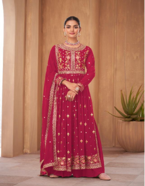 pink fabric - real georgette  fabric embroidery work wedding 