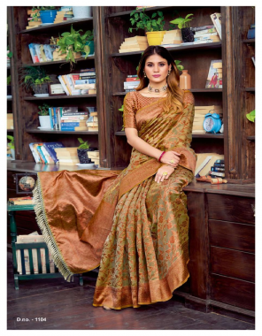 brown cotton banarasi silk fabric printed  work wedding 