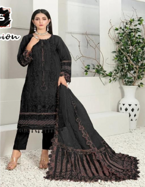 black top - organza heavy embroidery | bottom - santoon | inner - santoon | dupatta - net (pakistani copy) fabric embroidery work festive 