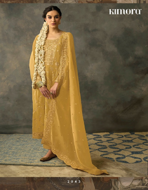 yellow top - pure organza with tonal parsi gara embroidery and inner (pure modale solid) | dupatta - pure organza with embroidery buttis and four side scalloped border | bottom - pure modale solid  fabric embroidery  work wedding 