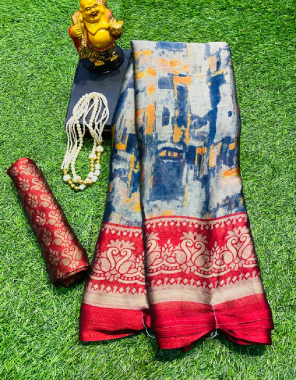 navy blue printed chiffon silk saree with un stitched blouse  fabric printed  work wedding 