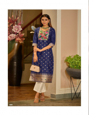 navy blue top - pure tapela silk with paithani pattern | length - 46
