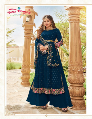 navy blue top - blooming georgette | bottom - blooming georgette | dupatta - blooming georgette | inner - dull santoon | fully ready made free size with margine fabric embroidery  work festive 