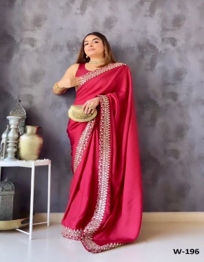 pink saree - heavy vichitra - heavy rangoli silk - heavy soft vichitra silk - georgette | blouse -plain heavy mono banglory - heavy satin banglory silk - heavy soft vichitra silk  fabric embroidery thread work festive 