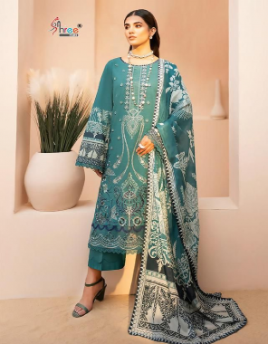 sky blue top - pure lawn cotton print | bottom - semi lawn | dupatta - cotton (pakistani copy) fabric embroidery  work casual 