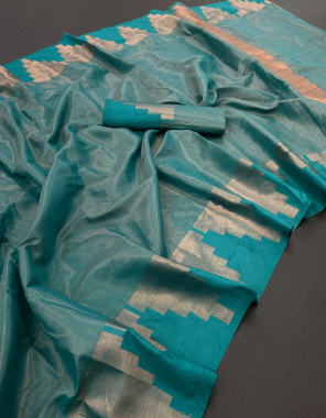 rama fabric - soft kanchivaram silk saree with pure copper zari and with pallu and beautiful weaving copper zari border and beautiful weaving all over saree | blouse - continue blouse shown in image  fabric printed  work ethnic 