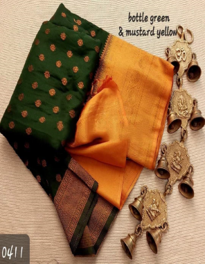 yellow fabric - banarasi silk saree with wram soft silk brocade blouse fabric printed  work festive 