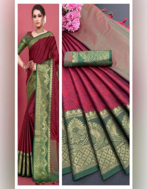 red fabric - pure mercerised kanchivaram silk in exclusive border design rich pallu zari pattern | blouse - contrast matching jacquard kanchivaram silk | saree - 5.5 mtr | blouse - 0.80 mtr fabric printed  work festive 
