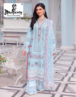 sky blue top - pure cotton (patch emb work) | bottom - semi lawn | dupatta - cotton (pakistani copy) fabric embroidery  work festive 