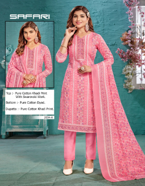 pink top - pure cotton khadi print with swarovski work | bottom - pure cotton dyed | dupatta - pure cotton khadi print  fabric printed  work ethnic 