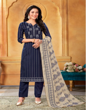 navy blue top - pure cotton ink print with mirror work (2.5 mtrs) | bottom - pure cotton dyed (2.7 mtr) | dupatta - pure cotton kota cheks print (2.25 mtr) fabric printed  work wedding 
