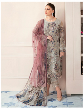 grey top - heay georgette beautiful with fancy embroidered work with handwork | bottom - heavy santoon / patch work | dupatta - butterfly net embroidery work / fanc lace (pakistani copy) fabric embroidery  work wedding 