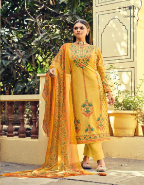 yellow top - pure cambric cotton with fancy swarovski work with digital print | bottom - pure cotton solid | dupatta - pure japan viscose chiffon with digital print  fabric printed  work wedding 