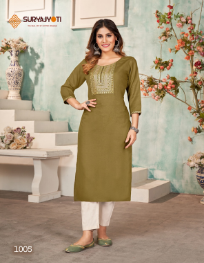 mahendi top - rayon neck and sleeves embroidered with sequence | length - 45