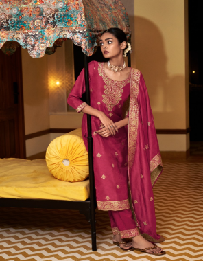pink top - placement gota patti jacquard with handwork on pure russian silk| length - 46 inches | bottom - pure viscose sik with jacquard attachment | length - 37.5 inches | dupatta - gota patti jacquard on russian silk with tassels | fabric embroidery  work festive 