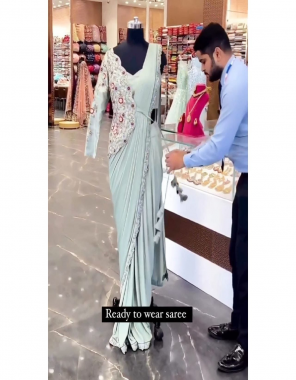 rama fabric - rangoli silk with embroidery coding work | blouse - rangoli silk (full stitched ) | jacket - banglory silk with embroidery coding work (full stitched) fabric embridery  work wedding  