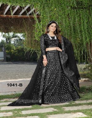 black lehenga - butterfly net | ghera - 3 mtrs | kali count - 12 | blouse - butterfly net with heavy satin inner | blouse piece - 1.25 mtr with sleeves | dupatta - butterfly net (length - 2.60 mtrs) | inner - heavy satin | work - tone to tone thread mirror sheet work  fabric embroidery  work wedding 