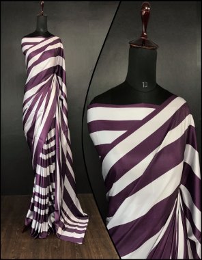 wine digital print japan satin silk saree with unsticthed satin silk blouse piece | saree length - 5.50 mtr | blouse piece - 0.80 mtr fabric printed  work ethnic 