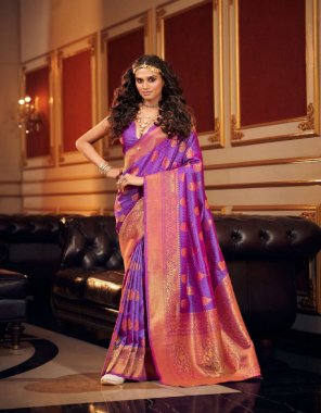 purple handloom weaving silk saree fabric printed  work festive  