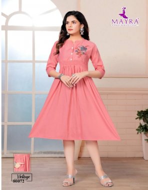 pink fancy bombay viscose lycra fabrics | embroidery work with umbrella top with smoke work | length - 48