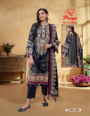 navy blue top - pure cotton printed 2.50 mtrs | bottom - pure cotton print 2.0 mtrs | dupatta - pure cotton print 2.20 mtrs  fabric printed  work festive 