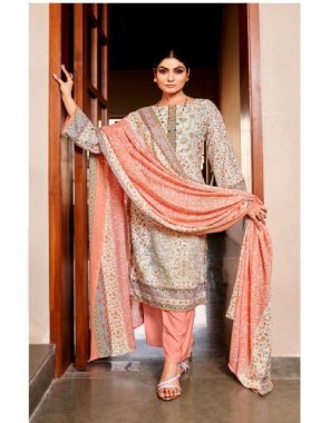 peach top - pure cotton exclusive designer print with exclusive embroidery work (2.50 mtr apx) | dupatta - pure cotton mal mal print (2.30 mtrs apx) | bottom - pure cotton salwar (3mtrs apx) fabric printed  work festive 