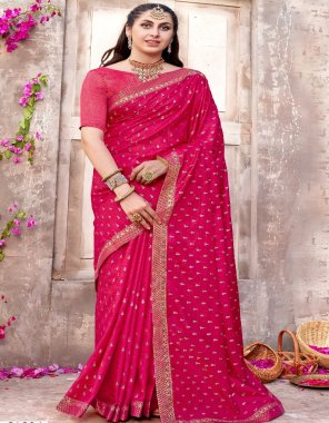 pink vichitra foil printed saree with blouse piece | banarasi lace | saree - 5.50 mtr | blouse - 0.80 mtr  fabric printed  work ethnic 